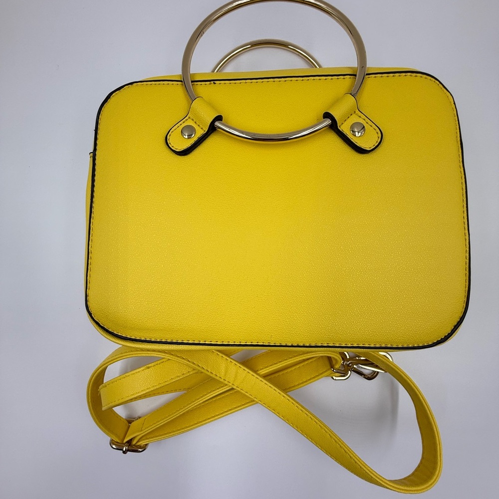 Chic Yellow Crossbody Bag with Gold Handles